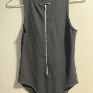 Forever 21 Black Zip-Front Bodysuit